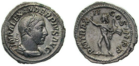 Rome Roman Empire AD 233 AR Denarius - Severus Alexander (P M TR P XII COS III P P; Sol) Silver Rome Mint 3.34g AU RIC IV.2 120 OCRE ric.4.sa.120