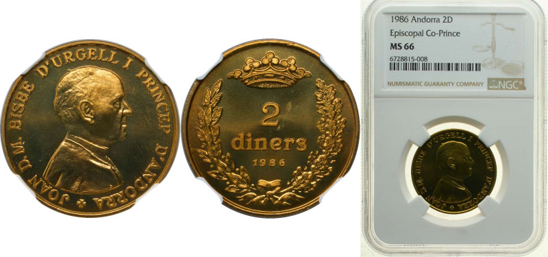 Andorra Principalty 1986 2 Diners - Joan Martí i Alanis (Episcopal Co-Prince) Br...