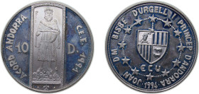 Andorra Principalty 1994 10 Diners - Joan Martí i Alanis (Customs Union) Silver (.925) Hamburg Mint (25000) 31.47g PF KM 99