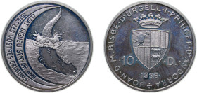 Andorra Principalty 1996 10 Diners - Joan Martí i Alanis (European Otter) Silver (.925) Hamburg Mint (15000) 31.47g PF KM A127