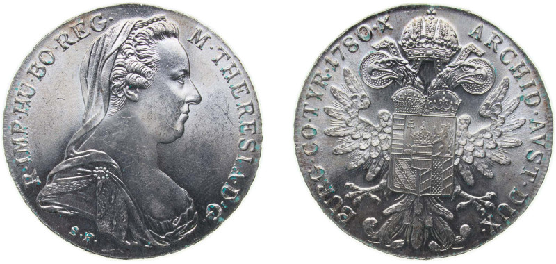 Austria 1780 1 Thaler - Maria Theresia (Morden Restrike) Silver (.833) 28.13g BU...