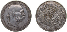 Austria Austro-Hungarian Empire 1907 5 Corona - Franz Joseph I Silver (.900) Vienna Mint (1539200) 23.99g XF KM 2807 Schön 8