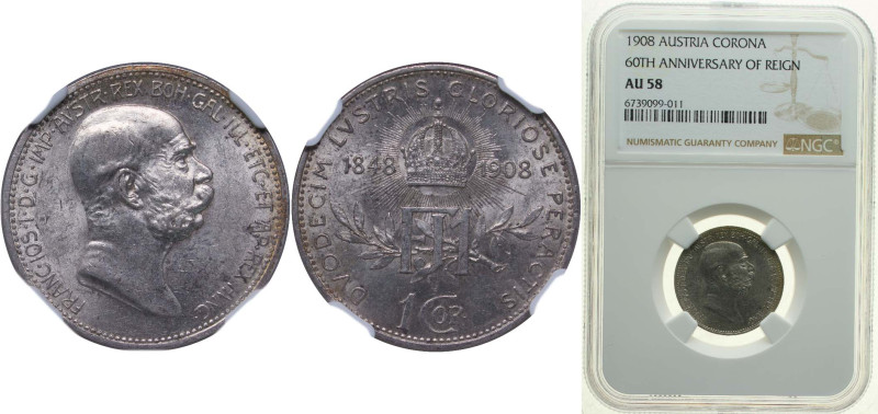 Austria Austro-Hungarian Empire 1908 1 Corona - Franz Joseph I (Reign) Silver (....
