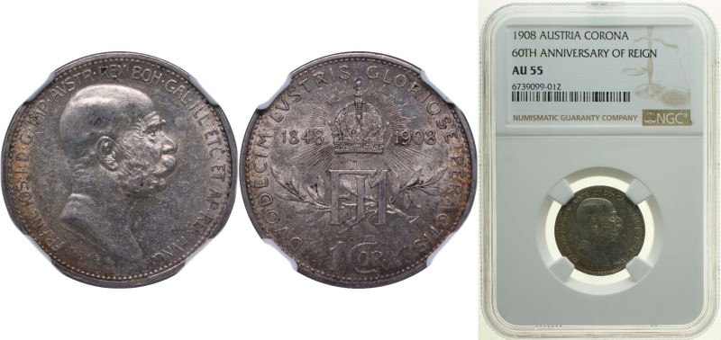 Austria Austro-Hungarian Empire 1908 1 Corona - Franz Joseph I (Reign) Silver (....