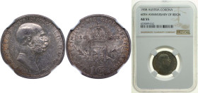 Austria Austro-Hungarian Empire 1908 1 Corona - Franz Joseph I (Reign) Silver (.835) Vienna Mint (4784992) 5g NGC AU 55 KM 2808