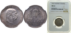 Austria Austro-Hungarian Empire 1914 1 Corona - Franz Joseph I Silver (.835) Vienna Mint (37897000) 5g NGC MS 63 KM 2820 Schön 19