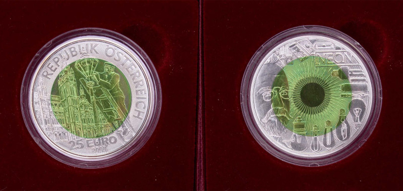 Austria Second Republic 2008 25 Euro (Faszination Licht) Bimetallic: niobium cen...