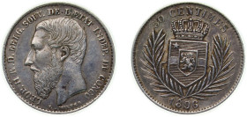 Belgium Belgian Congo Free State 1896 50 Centimes - Léopold II Silver (.835) (200000) 2.5g AU KM 5 LA VCM-8