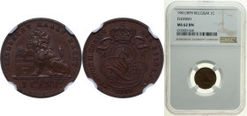 Belgium Kingdom 1901 1 Centime - Léopold II (Dutch text) Copper Brussels Mint 2g NGC MS62 Top Pop KM 34 LA BFM-4 Schön 1