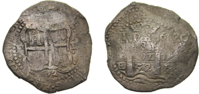 Bolivia Spanish colony 1652 P1-PH-6 8 Reales - Philip IV Silver (.931) Potosi Mi...