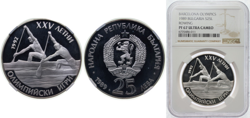 Bulgaria 1989 25 Leva (Summer Olympics) Silver (.925) (57560) 23.33g NGC PF 67 K...