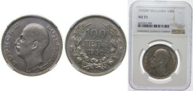 Bulgaria Kingdom 1930 BP 100 Leva - Boris III Silver (.500) Budapest Mint (1556000) 20g NGC AU 55 KM 43