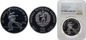 Bulgaria People's Republic 1989 25 Leva (16th Winter Olympic Games) Silver (.925) Sofia Mint (80000) 23.33g NGC PF Cleaned KM 190