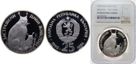 Bulgaria People's Republic 1990 25 Leva (Lynx) Silver (.925) Sofia Mint (14840) 23.33g NGC PF 68 KM 197