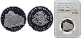 Bulgaria Republic 1998 5000 Leva (Euro) Silver (.925) Sofia Mint (50000) 10g NGC PF 65 KM 243