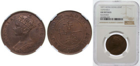 China Hong Kong British colony 1877 1 Cent - Victoria Bronze Royal Mint (Tower Hill) (2000000) 7.53g NGC AU Cleaned KM 4.1 KM 4.2 KM 4.3
