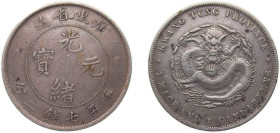 China Kwangtung Province Qing dynasty ND (1890-1908) 1 Dollar - Guangxu (分二錢七平庫 造省東廣) Silver (.900) 26.67g VF Y 203 Kann 26