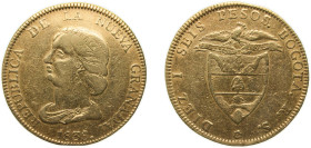 Colombia Republic of New Granada 1838 RS 16 Pesos Gold (.875) Bogota Mint 26.8g VF KM 94 Hernández 867-874