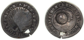 Costa Rica First Costa Rican Republic 1849 - 1857 CR ½ Real (Type VII Countermark on Central American Republic ½ Real, 1848, KM#20a) Silver (.750) San...