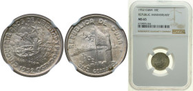 Cuba First Republic 1952 10 Centavos (50th. Anniversary of the Republic) Silver (.900) (silver 90%, copper 10%) Philadelphia Mint (10000000) 2.5g NGC ...
