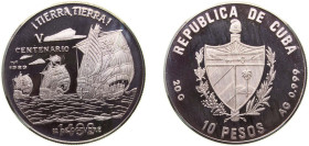 Cuba Second Republic 1989 10 Pesos (¡Tierra, Tierra! - with exergue) Silver (.999) Havana Mint (8855) 20g PF KM 249 JMA AAEE380