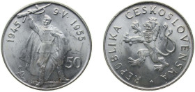 Czechoslovakia People's Republic 1955 50 Korun (10 Years - Liberation) Silver (.900) (120000) 20.11g BU KM 44