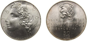 Czechoslovakia Socialist Republic 1968 50 Korun (Independence) Silver (.900) (58000) 20g BU KM 65