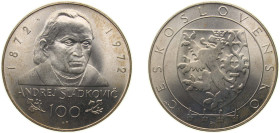 Czechoslovakia Socialist Republic 1972 100 Korun (Andrej Sladkovič; Trial Strike) Silver (.900) (1500) 25.2g BU