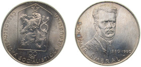 Czechoslovakia Socialist Republic 1980 100 Korun (Bohumír Šmeral) Silver (.500) (Copper .400, Nickel .050, Zinc .050) (74000) 9g BU KM 102