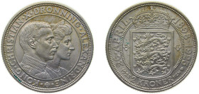 Denmark Kingdom 1923 HCN;GJ 2 Kroner - Christian X (Silver Wedding) Silver (.800) Copenhagen Mint (203000) 15g UNC KM 821