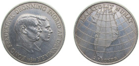 Denmark Kingdom 1953 N-S 2 Kroner - Frederik IX (Greenland Campaign) Silver (.800) Copenhagen Mint (151710) 15g AU KM 844