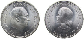 Denmark Kingdom 1964 C♥S 5 Kroner - Frederik IX (Wedding of Anne-Marie) Silver (.800) (Copper .200) Copenhagen Mint (359473) 17g UNC KM 854