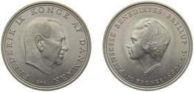 Denmark Kingdom 1968 C♥S 10 Kroner - Frederik IX (Wedding of Princess Benedikte) Silver (.800) (Copper .200) Copenhagen Mint (296760) 20.5g BU KM 857...