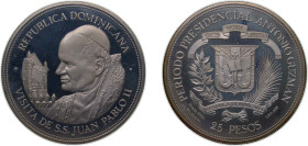 Dominican Republic Fourth Republic 1979 25 Pesos (Visit of Pope John Paul II) Silver (.925) (Copper .075) Royal Mint (6000) 65.33g PF KM 54