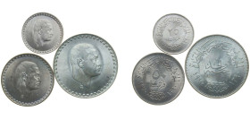 Egypt United Arab Republic AH 1390 (1970) 25 Qirsh, 50 Qirsh, 1 Pound (President Nasser, 3 Lots) Silver UNC