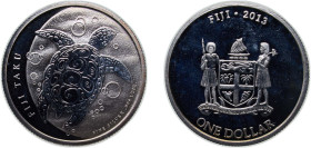 Fiji Republic 2013 1 Dollar ("Taku Turtle" Silver Bullion) Silver (.999) 15.55g PF