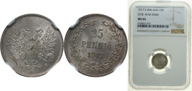 Finland Grand duchy 1917 S 25 Penniä - Nikolai II (Civil War Coinage; without crown) Silver (.750) Helsinki Mint (2310000) 1.275g NGC MS 66 KM 19 Schö...