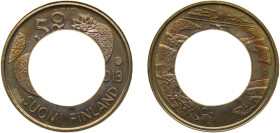 Finland Republic 2013 5 Euro (Northern Nature - Summer) "Central Removed" Bimetallic: copper-nickel centre in brass ring Mint of Finland Mint (50000) ...