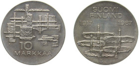 Finland Republic 1967 S-H 10 Markkaa (Independence) Silver (.900) (1000000) 24g BU KM 50 Schön 59