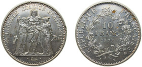 France Fifth Republic 1973 10 Francs Silver (.900) (206500) 24.99g UNC KM 932 Schön 236 Gad 813 F 364