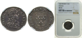 France Principality of Orange French feudal 1660 ¹⁄₁₂ Ecu - William Henry (three lilies) Silver 2.2g NGC AU 53 KM 90 PA 4640 Boudeau 1012 Dy féodales ...