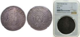 France Kingdom 1701 E 1 Ecu - Louis XIV Silver Tours Mint 27.45g NGC VF35 Top Pop Dy royales 1533 Ciani 1907