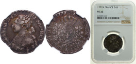 France Kingdom 1777 A ⅕ Ecu - Louis XVI Silver (.917) Paris Mint 5.835g NGC VF 35 Top Pop Dy royales 1710 Gad 354 Ciani 2190