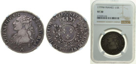 France Kingdom 1779 W ½ Écu - Louis XVI Silver (.917) Lille Mint (155210) 14.744g NGC VF30 Top Pop Dy royales 1709 Ciani 2189