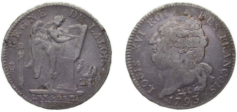 France Kingdom 1793 A 1 Écu - Louis XVI (FRANÇOIS) Silver (.917) Paris Mint (180...