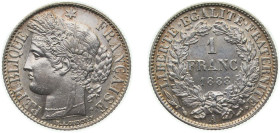 France Third Republic 1888 A 1 Franc Silver (.835) Paris Mint (3244069) 5g UNC F 216 Gad 465 KM 822.1