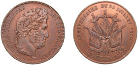 France Kingdom 1832 Jeton - Anniversaire du 30 juillet 1830 Cooper 24.38g UNC