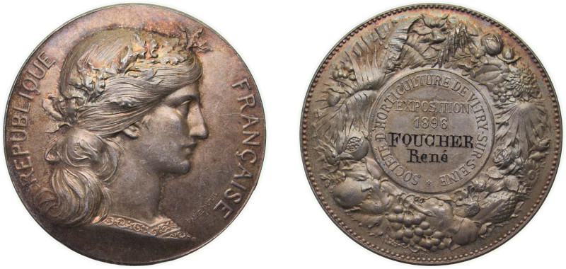 France Third Republic 1896 Medal - Societe D'Horticulture de Vitry-sur-seine Sil...