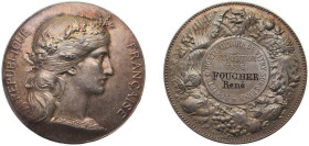France Third Republic 1896 Medal - Societe D'Horticulture de Vitry-sur-seine Silver 39.19g UNC