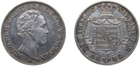 Germany Kingdom of Saxony (Albertinian Line) German states 1852 F 1 Thaler - Frederick August II Silver (.750) Dresden Mint (1105000) 22.25g AU KM 117...